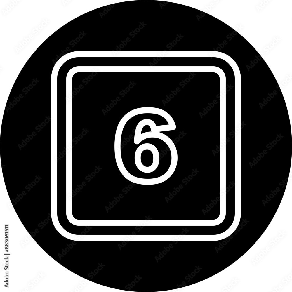 6 Number Vector Line White Circle Black 6 Number Vector Line White Circle Black