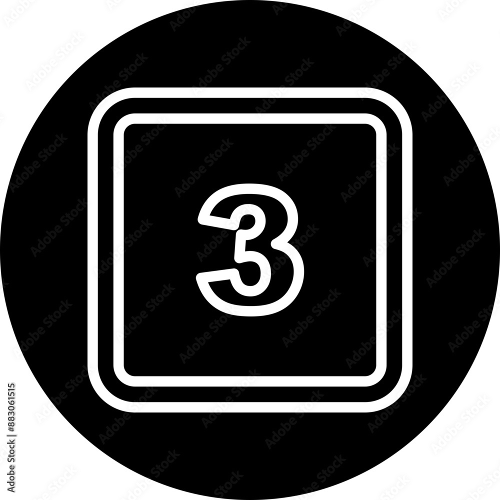 3 Number Vector Line White Circle Black