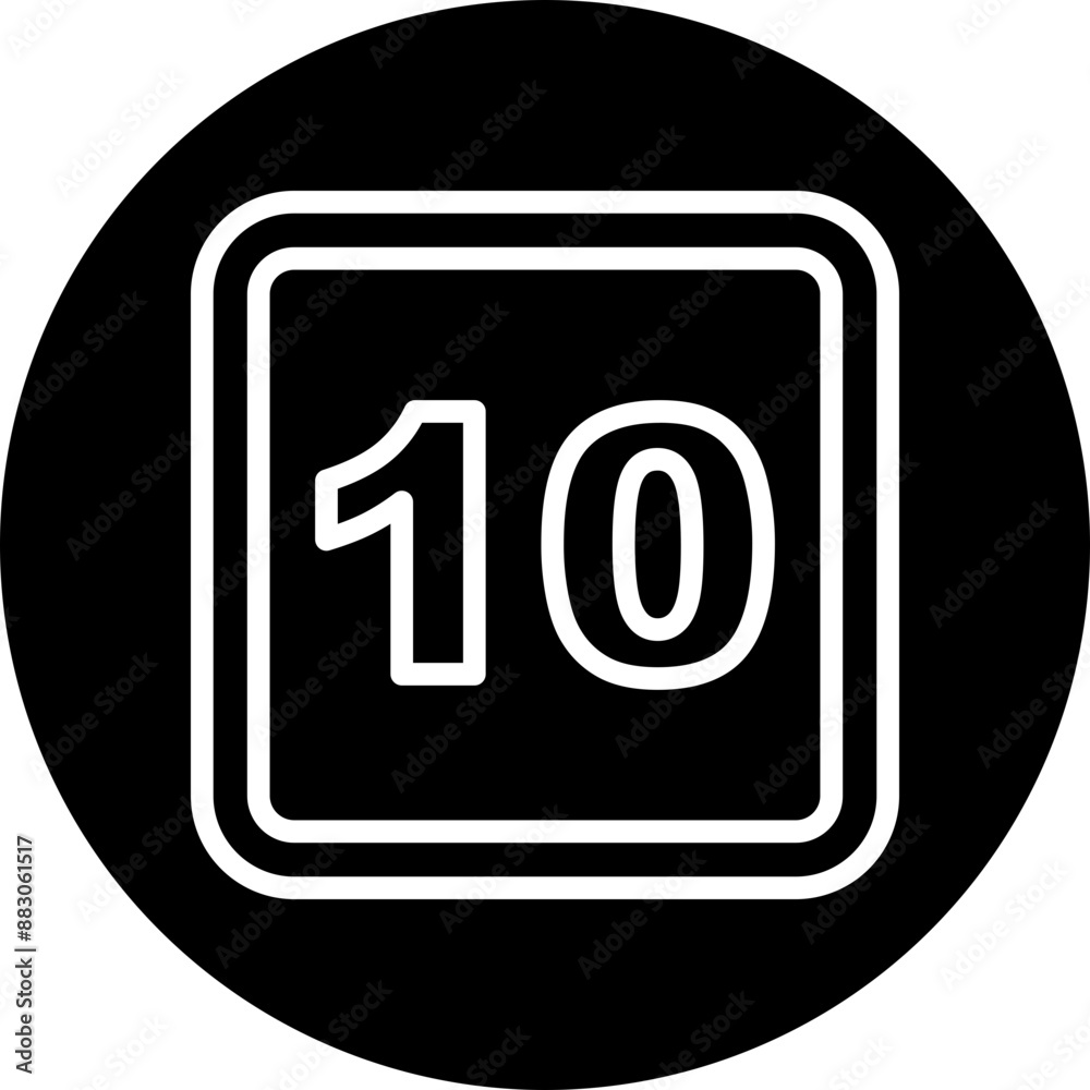 10 Number Vector Line White Circle Black 10 Number Vector Line White Circle Black