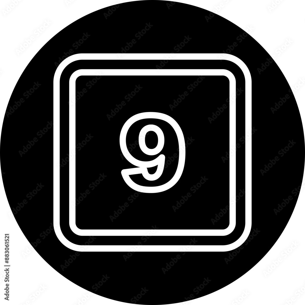 9 Number Vector Line White Circle Black 9 Number Vector Line White Circle Black