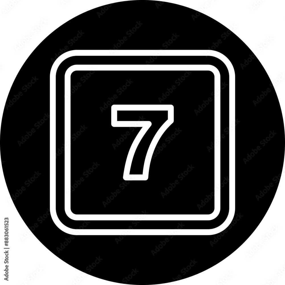 7 Number Vector Line White Circle Black 7 Number Vector Line White Circle Black
