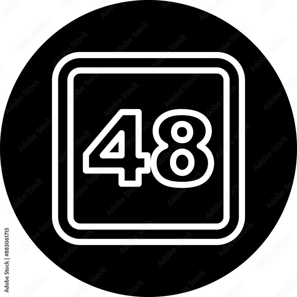48 Number Vector Line White Circle Black 48 Number Vector Line White Circle Black