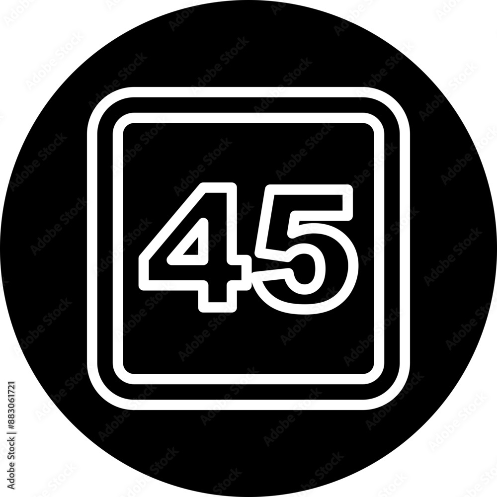 45 Number Vector Line White Circle Black 45 Number Vector Line White Circle Black