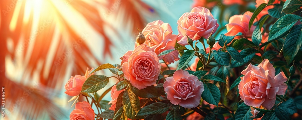 Pink Roses Blooming in the Sunlight