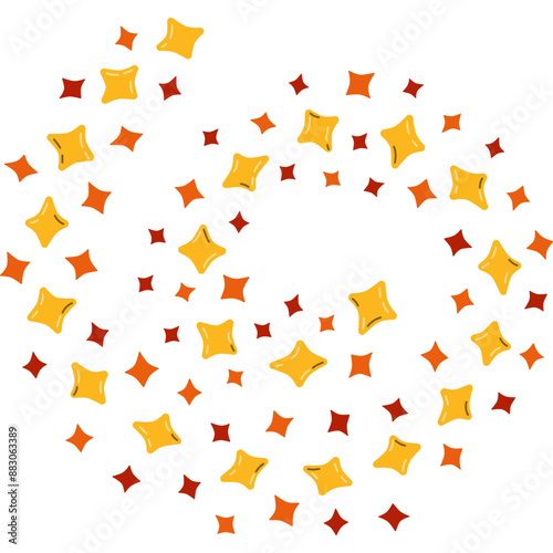 Cute hand drawn spiral stars cloud clipart. Cartoon Sparkling magical star dust, comet shower. Astrology, astronomy, Christmas element. Universe shine, light, twinkling stardust.