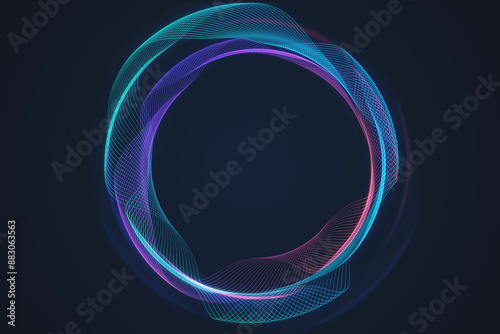 Fotografie Abstract digital wireframe loop on a dark blue background, illustrating a tech concept with a creative design