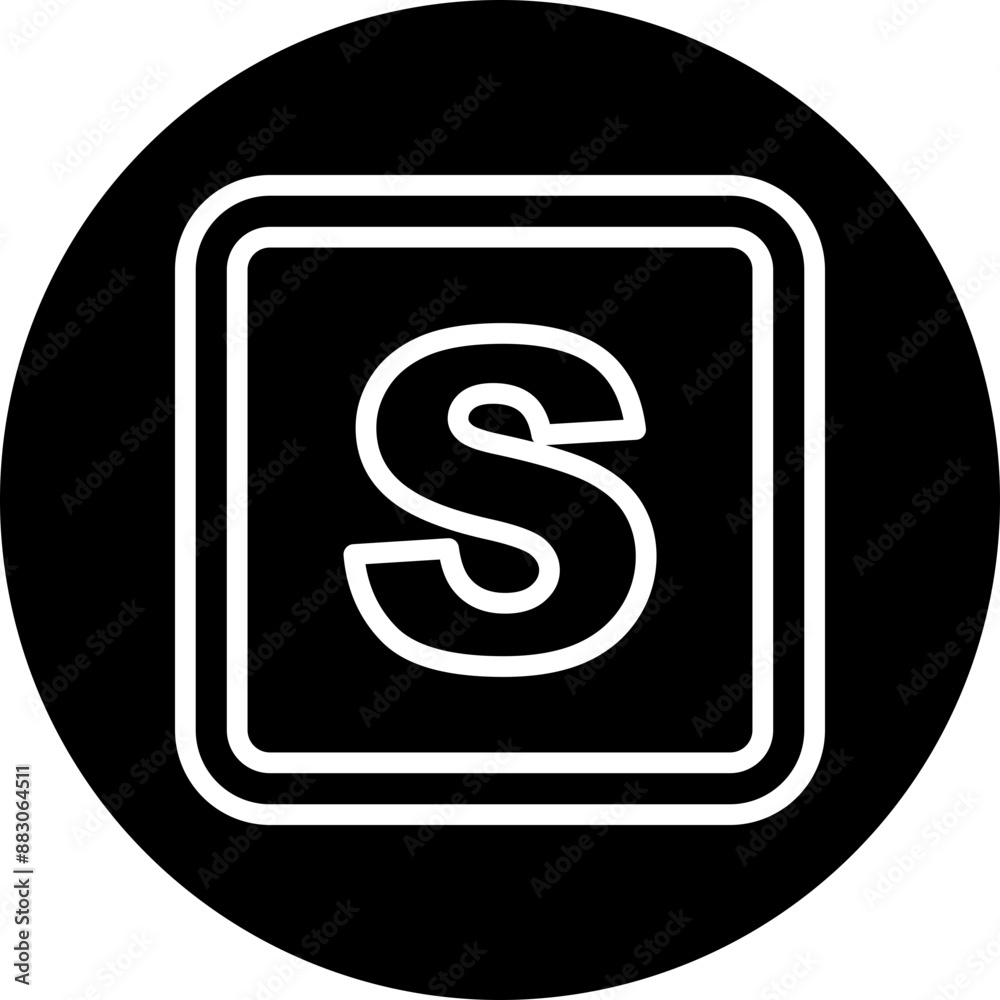 S Capital Alphabet Vector Line White Circle Black S Capital Alphabet Vector Line White Circle Black