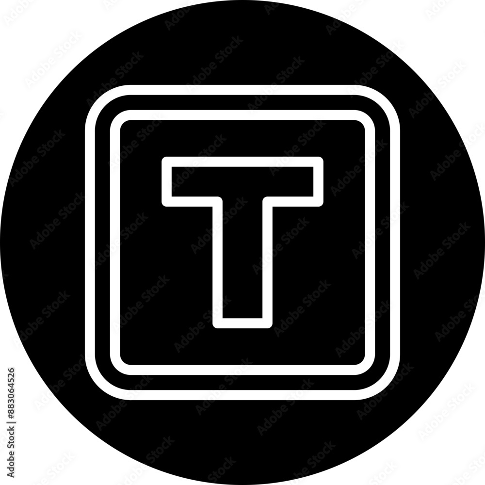 T Capital Alphabet Vector Line White Circle Black T Capital Alphabet Vector Line White Circle Black