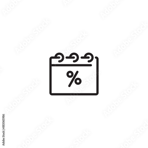 Vector illustration of calendar with round arrow and percent. Icon of tax deferral payment. Symbol of deferment pay. Editable icon.