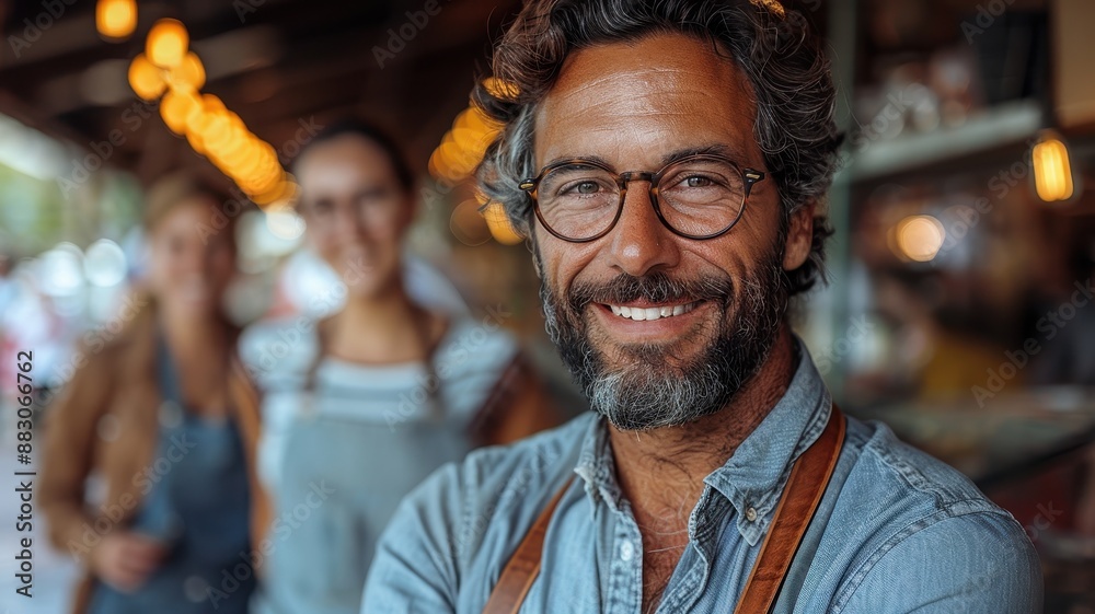 Smiling barista in a coffee shop, happy teamwork, and friendly atmosphere. Perfect for showcasing customer service and hospitality. Smiling barista in a coffee shop, happy teamwork, and friendly atmosphere. Perfect for showcasing customer service and hospitality.