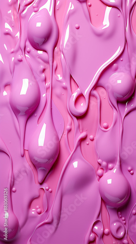 Purple Drops of Water Paint on Pink Background, Abstract Image, Texture, Pattern Background, Wallpaper, Cover and Screen of Smartphone, Cell Phone, Computer, Laptop, 9:16 and 16:9 Format