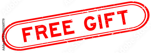 Grunge red free gift word rubber seal stamp on white background