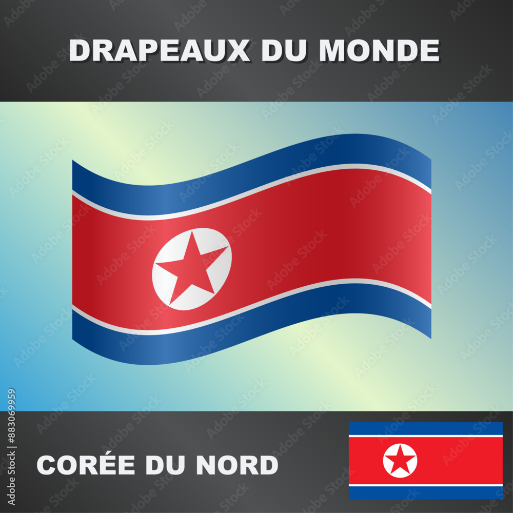 Drapeau ondulé par le vent de la corée du nord