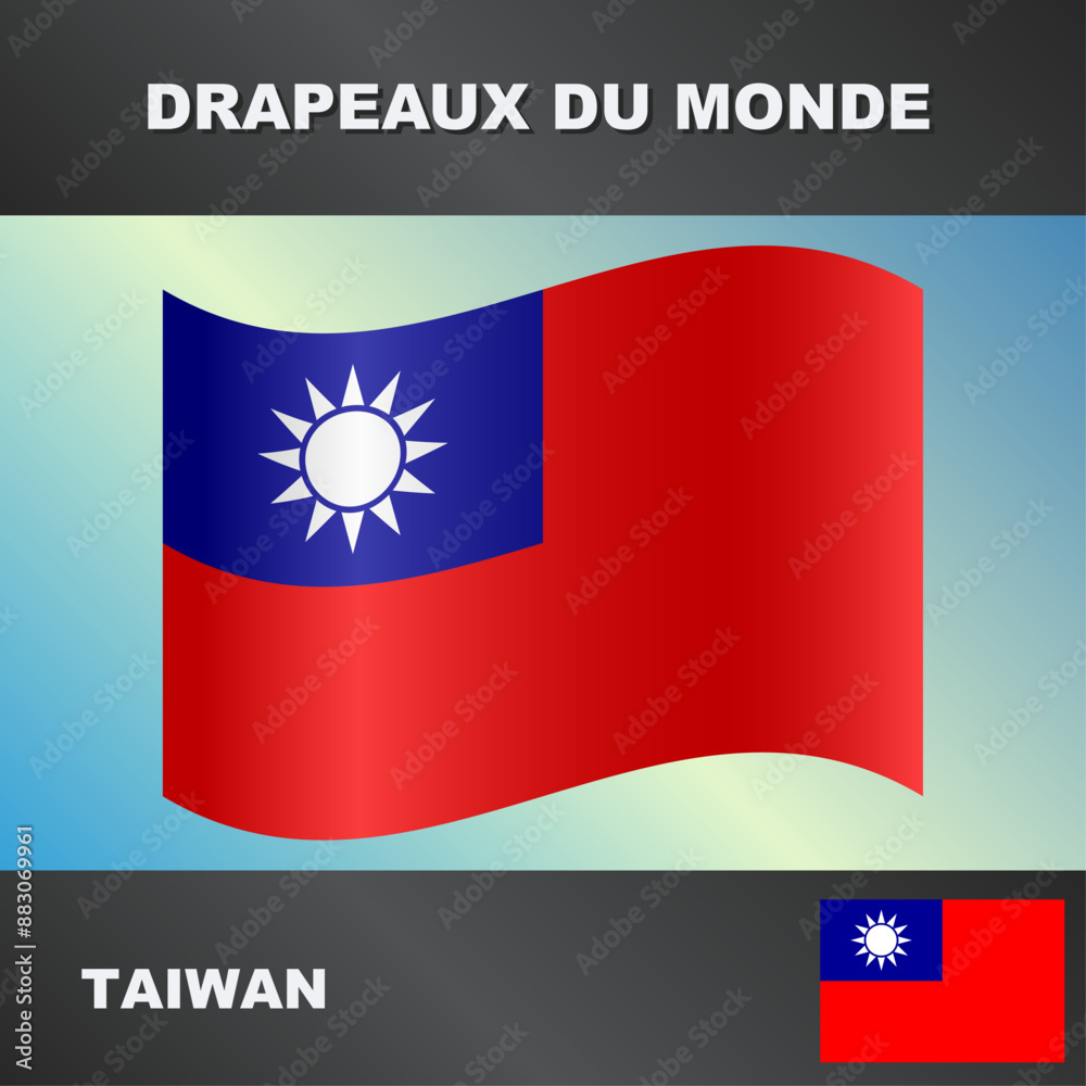 Fototapeta premium Drapeau ondulé par le vent de taiwan
