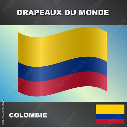 Drapeau ondulé par le vent de colombie
