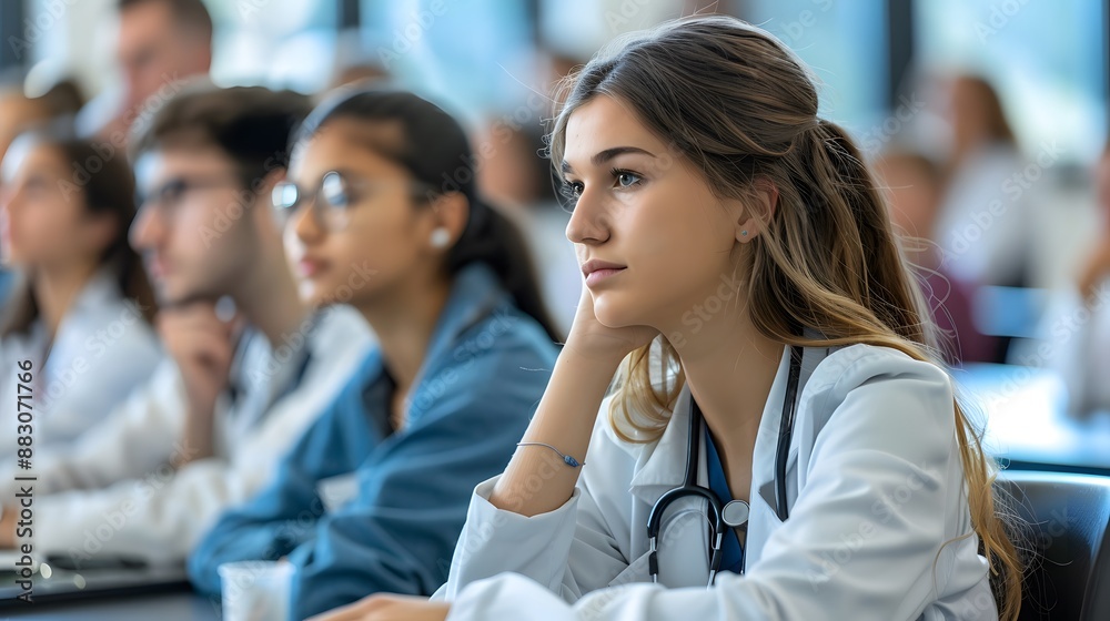 A female doctor in a classroom