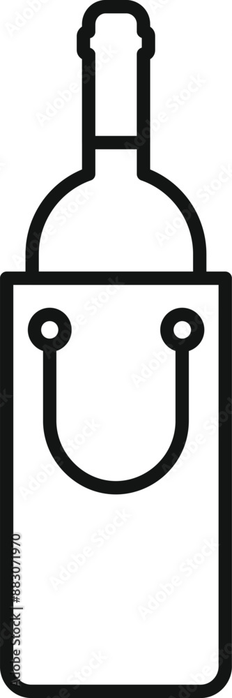 Simple line icon representing a bottle of wine standing in a paper bag Simple line icon representing a bottle of wine standing in a paper bag