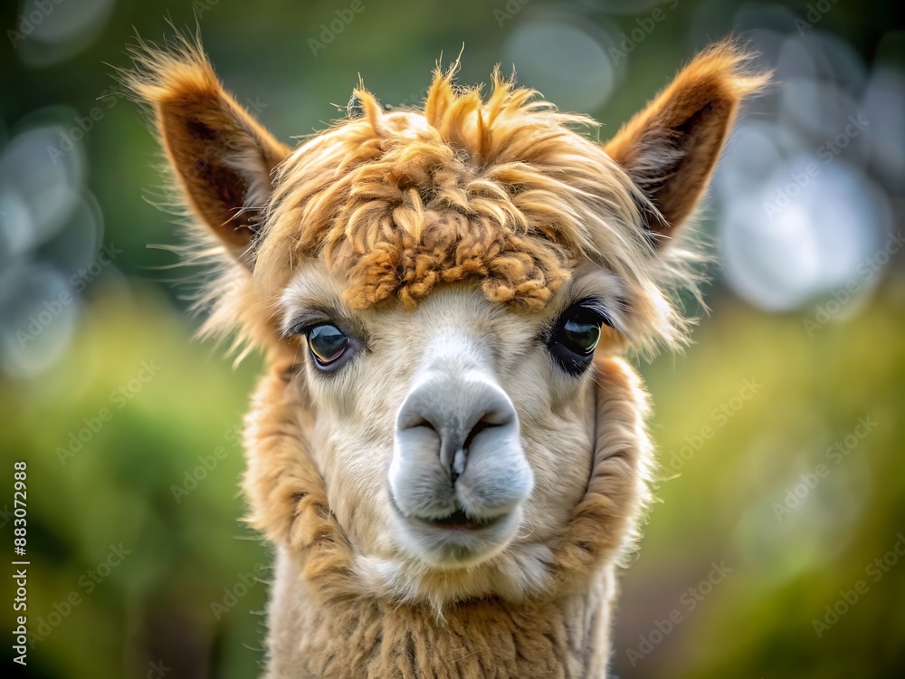 Obraz premium Closeup Portrait of a Curious Alpaca.