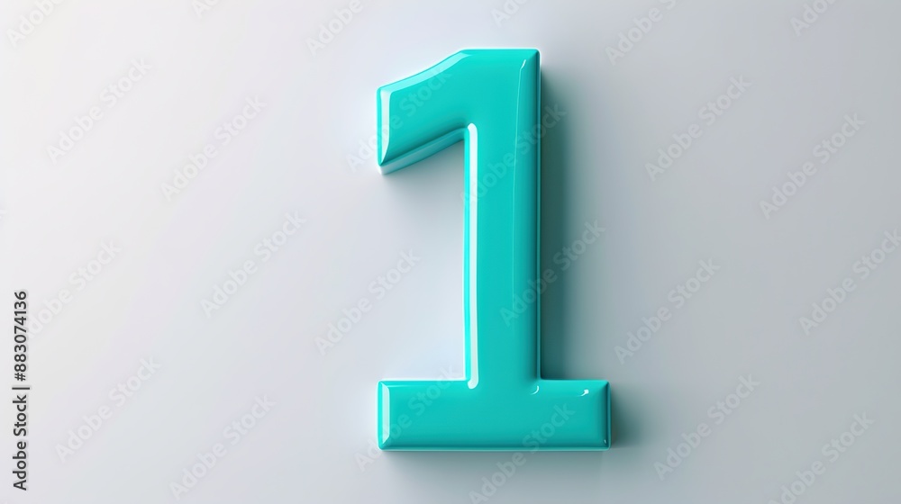 Turquoise Number 1 on White Background Turquoise Number 1 on White Background