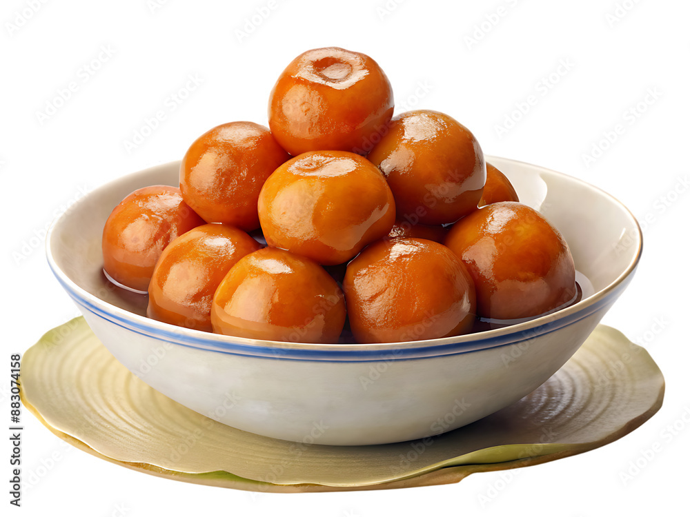 Tasty gulab jamun glazed with syrup isolated on a transparent background Tasty gulab jamun glazed with syrup isolated on a transparent background