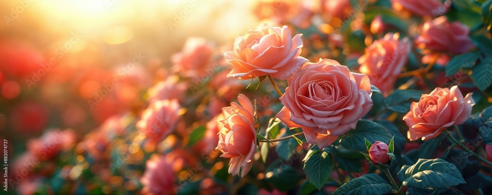 Pink Roses in Sunset Light Pink Roses in Sunset Light