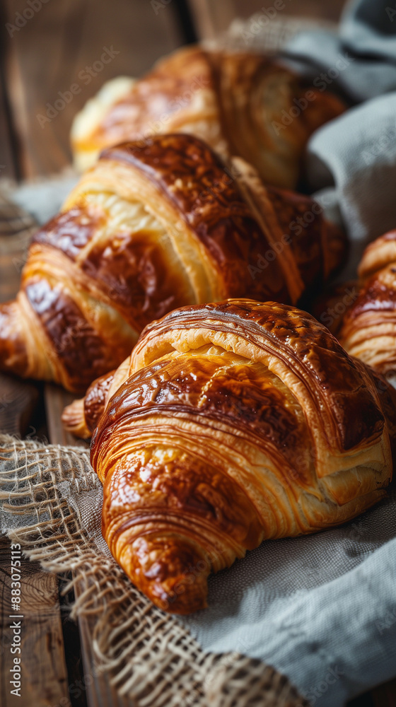 Appetizing croissants on wooden table close-up
Appetizing croissants on wooden table close-up