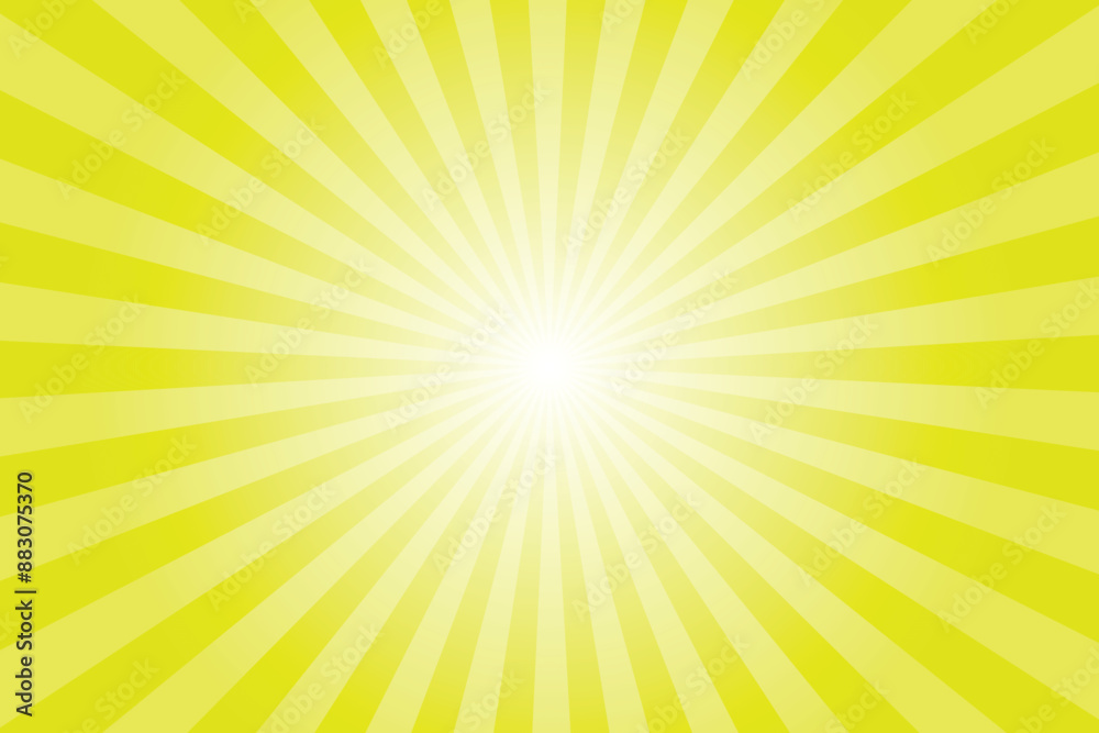 Yellow background with white sun ray. Pattern of starburst. Abstract lime-lemon yellow texture with light of sunburst. Radial beam of sunlight. Retro background with flash. Design of sunbeams. Yellow background with white sun ray. Pattern of starburst. Abstract lime-lemon yellow texture with light of sunburst. Radial beam of sunlight. Retro background with flash. Design of sunbeams.