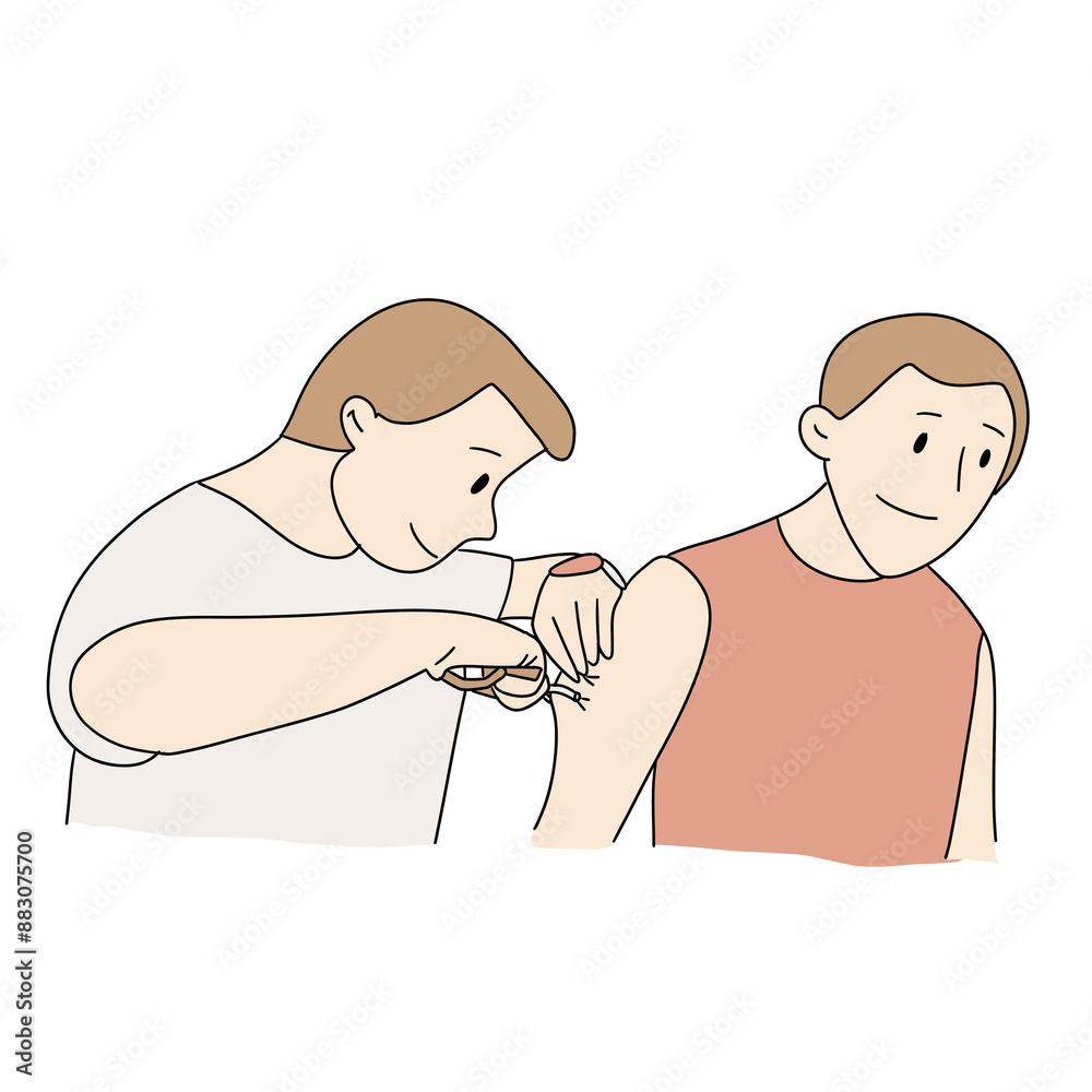 measuring body fat with caliper doodle style illustration