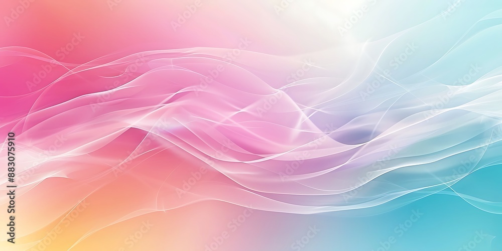 Background with wavy lines, soft edges, light colors, blurred shapes, delicate curves, and minimalist style. The overall design is simple yet elegant, featuring an abstract pattern 