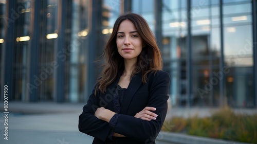 Confident Young Businesswoman in Formal Attire Standing with Arms Crossed Outside Office Building Free Download Confident Young Businesswoman in Formal Attire Standing with Arms Crossed Outside Office Building - GFXLoad