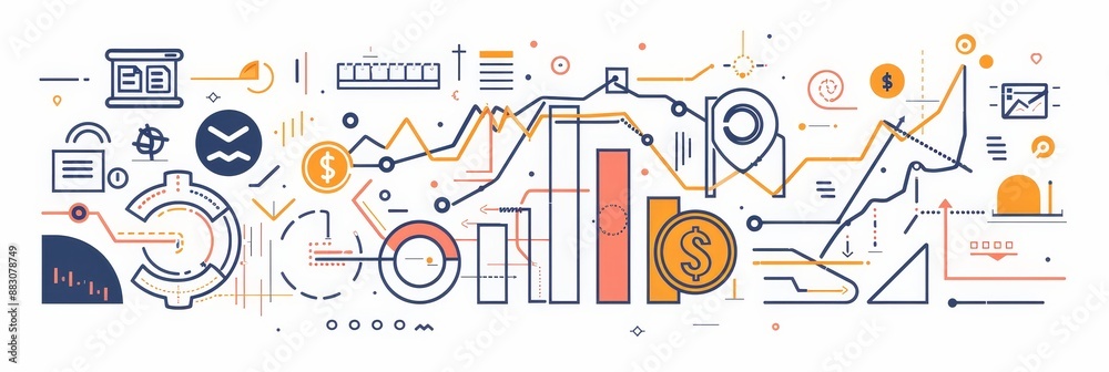 Business Success and Growth: A Visual Representation - A abstract illustration showing data and progress charts for business growth and success.