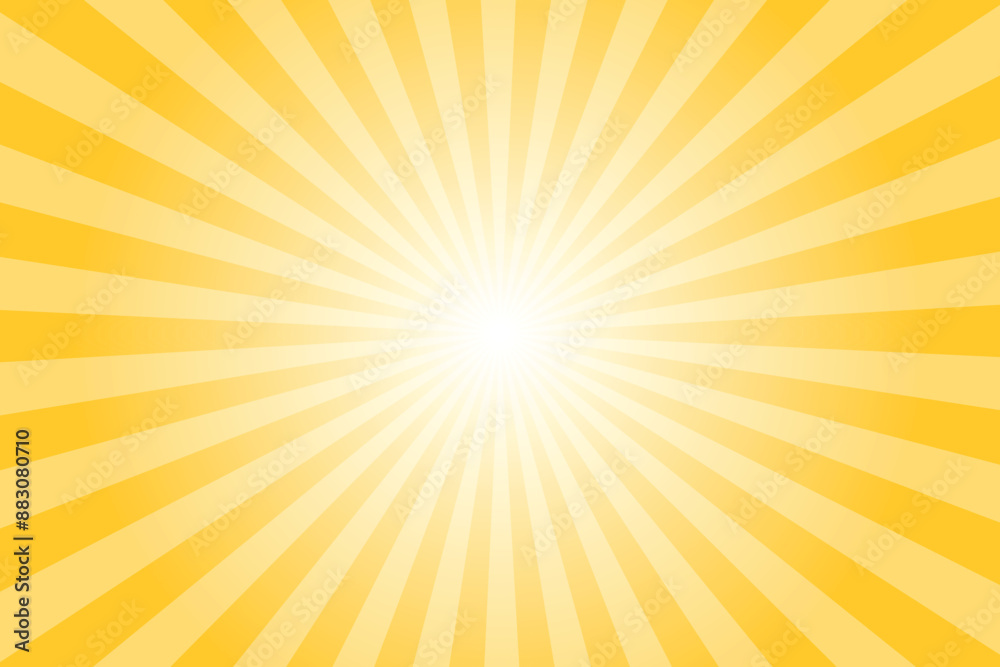 Yellow background with white sun ray. Pattern of starburst. Abstract orange yellow texture with light of sunburst. Radial beam of sunlight. Retro background with flash. Design of sunbeams. Yellow background with white sun ray. Pattern of starburst. Abstract orange yellow texture with light of sunburst. Radial beam of sunlight. Retro background with flash. Design of sunbeams.