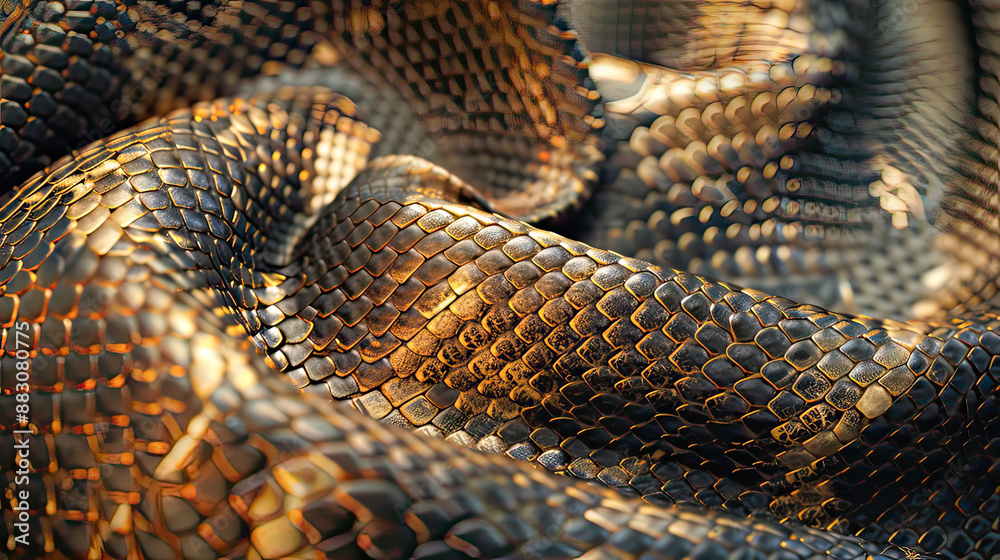 Close-up of Seamless snakeskin pattern and textures.Generative AI Close-up of Seamless snakeskin pattern and textures.Generative AI