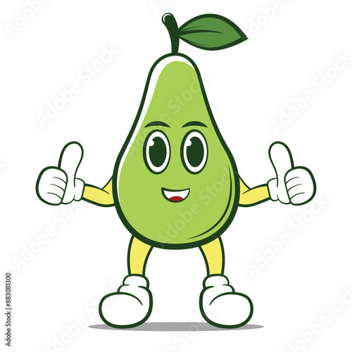 cute pear classic character mascot icon, editable vector hand drawn