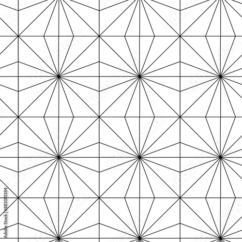 Abstract geometric pattern with squares, spirals, stripes, lines. Seamless vector background. White and black ornament. Modern reticulated graphic design.