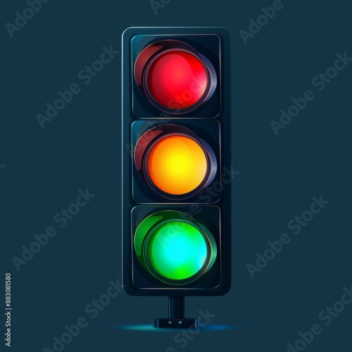 Set of pedestrian traffic Lights. Realistic electric lights with all two colors on and single color on. Generative AI
