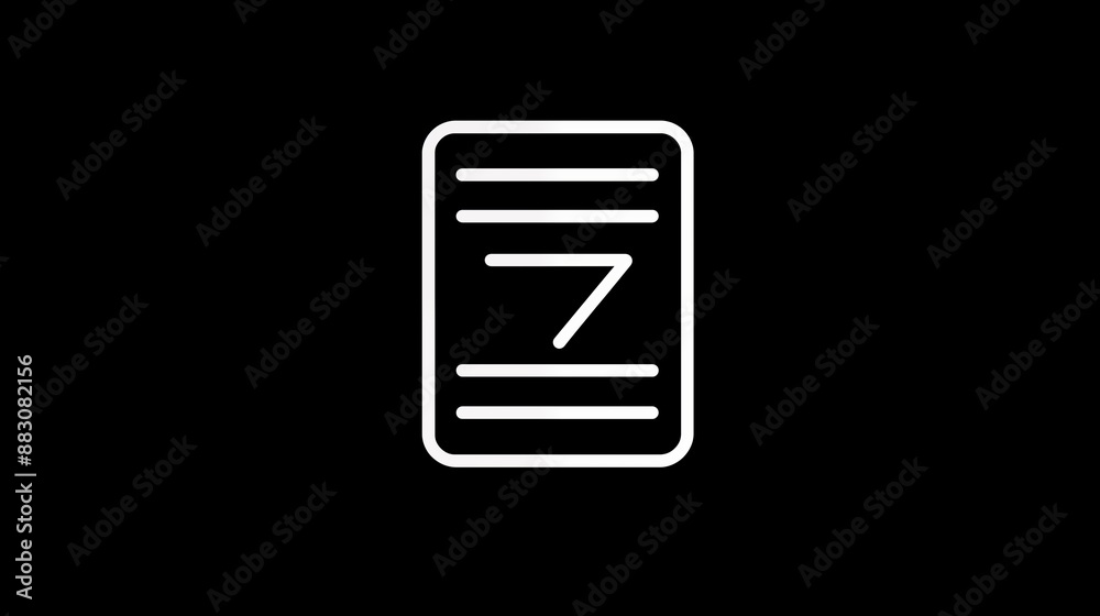 Monochrome Document Icon with Number Seven and Minimalist Design Monochrome Document Icon with Number Seven and Minimalist Design