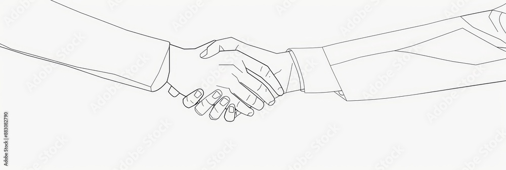 Handshake: A Symbol of Agreement and Partnership - A simple line drawing depicting two hands clasped in a handshake, symbolizing agreement, partnership, and collaboration. Handshake: A Symbol of Agreement and Partnership - A simple line drawing depicting two hands clasped in a handshake, symbolizing agreement, partnership, and collaboration.