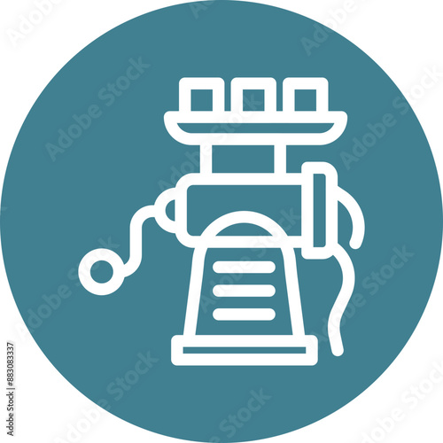 Meat Grinder Vector Line White Circles Multicolors