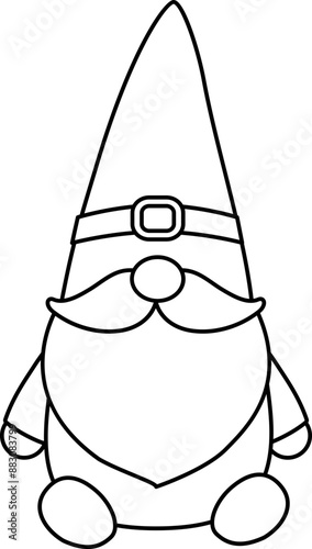 Christmas Gnome outline vector.
Isolated cute holiday gnome coloring svg.
