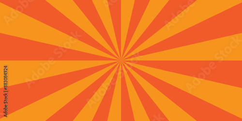 Quadro em tela Modern red and orange sunshine circle sunburst abstract geometric background