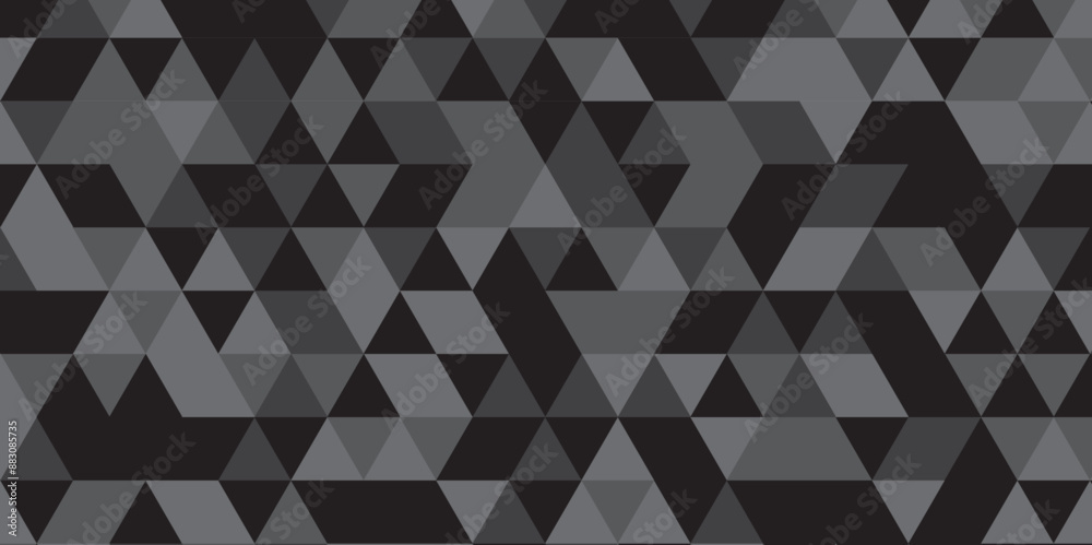 Abstract vector Triangle shape retro wall grid pattern geometric ornament tile vector square element. black and gray background seamless mosaic and low polygon triangle texture. Abstract vector Triangle shape retro wall grid pattern geometric ornament tile vector square element. black and gray background seamless mosaic and low polygon triangle texture.