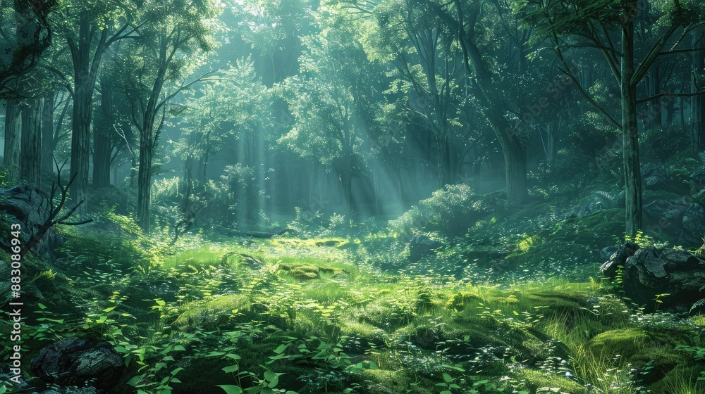 Obraz premium Verdant forests in peaceful ambiance