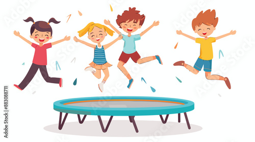 Little Kids Jumping and Hopping On Trampoline