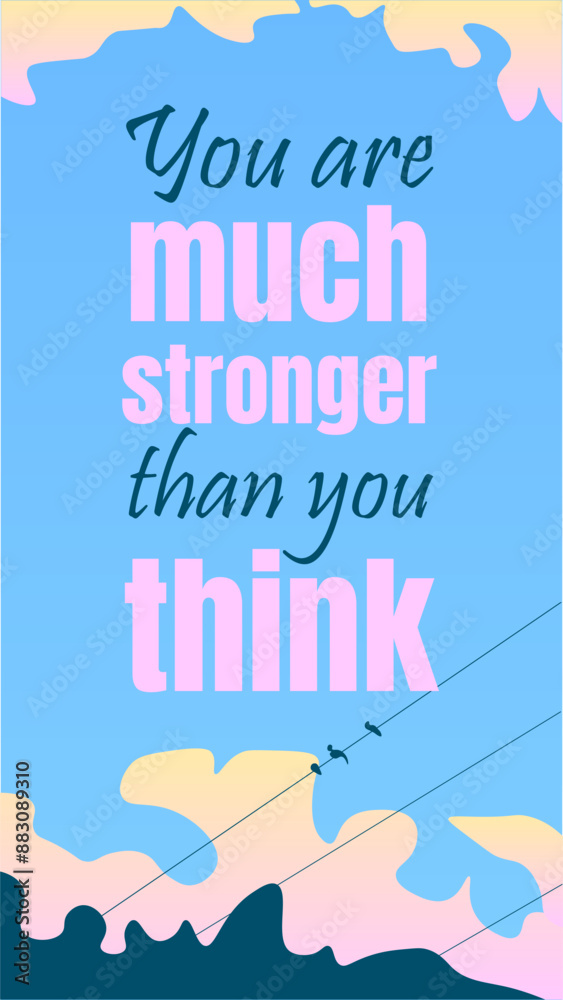 Abstract Mobile Social Media Motivation Quote Inspiration Positivity Mindset Stories Landscape Magic Sunset Sky With Clouds And Birds Vector Design Abstract Mobile Social Media Motivation Quote Inspiration Positivity Mindset Stories Landscape Magic Sunset Sky With Clouds And Birds Vector Design