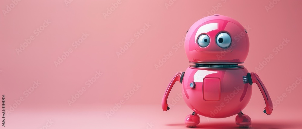 Pink Robot Standing on a Pink Background Pink Robot Standing on a Pink Background