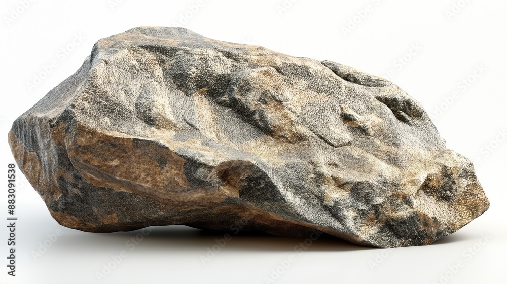 close up side view on one single rock on white background close up side view on one single rock on white background