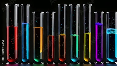 Wallpaper Mural test tubes in on black. test tubes with liquid Torontodigital.ca