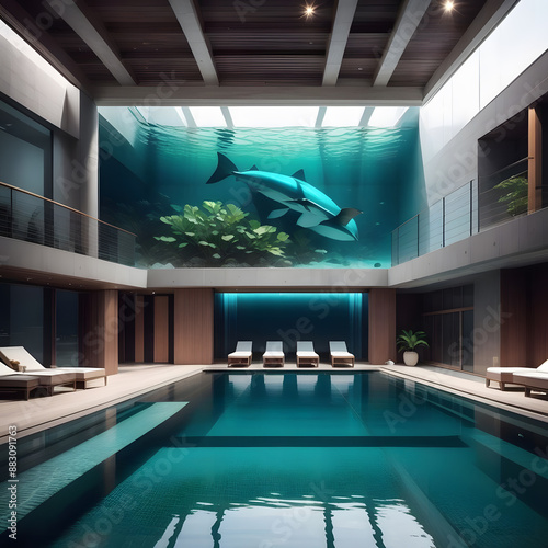 Indoor swimming pool with swimming lanes, ai-generatet © Dr. N. Lange