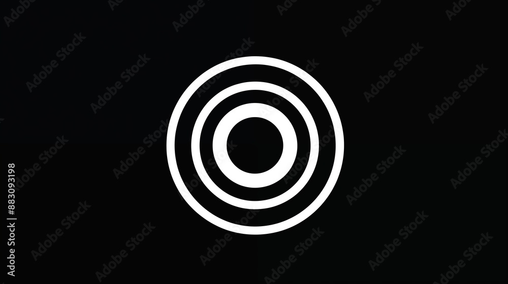 Concentric Circles or Target Symbol on a Black Background Concentric Circles or Target Symbol on a Black Background